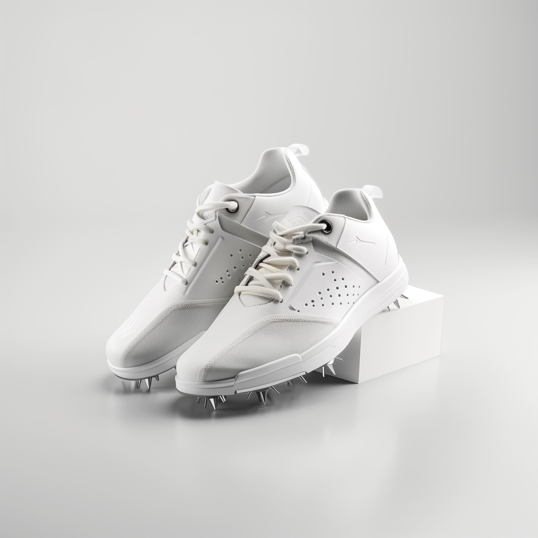 GolfMode Men’s Performance Golf Shoes with Metal Spikes – White