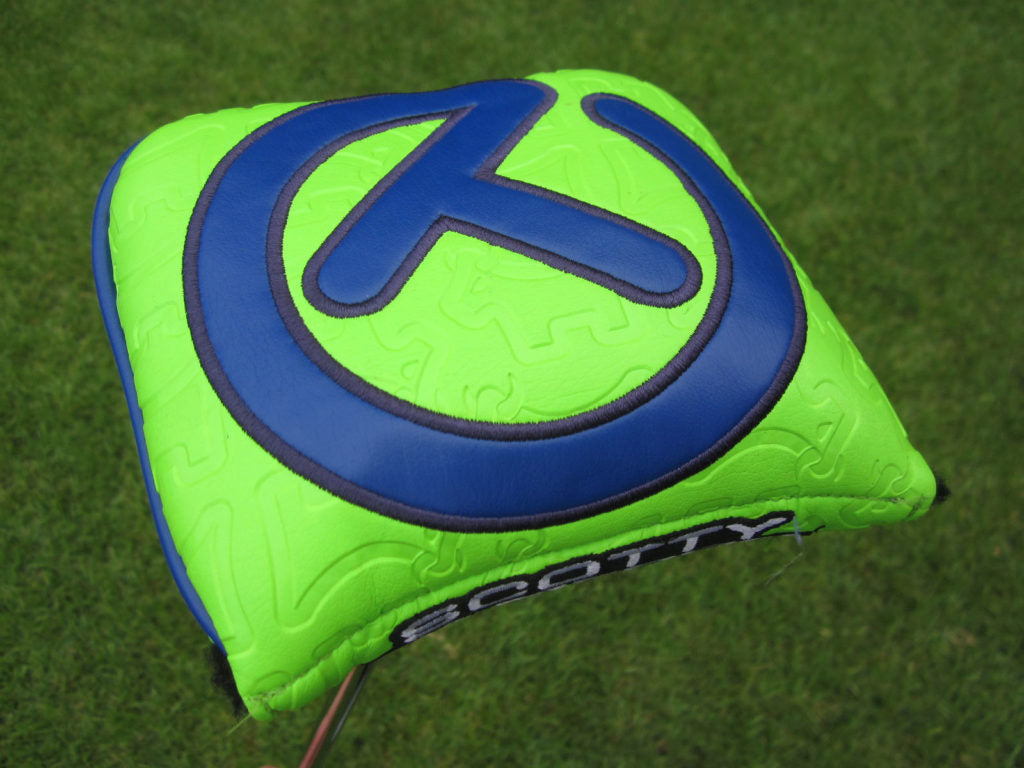 Scotty Cameron Mid Square Tour Only “Tour Bulldog” Lime Green & Blue Industrial Circle T Headcover