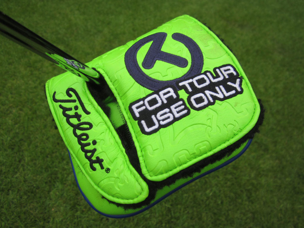 Scotty Cameron Mid Square Tour Only “Tour Bulldog” Lime Green & Blue Industrial Circle T Headcover