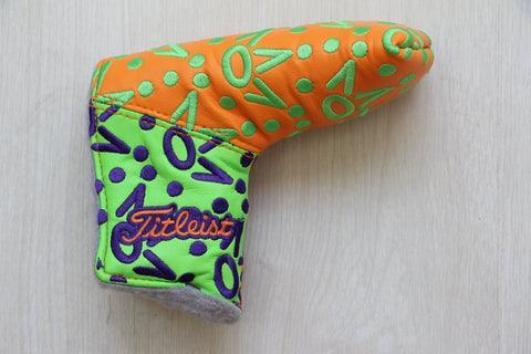 Scotty Cameron Putter Headcover Lime , Orange , & Purple Crown Patchwork